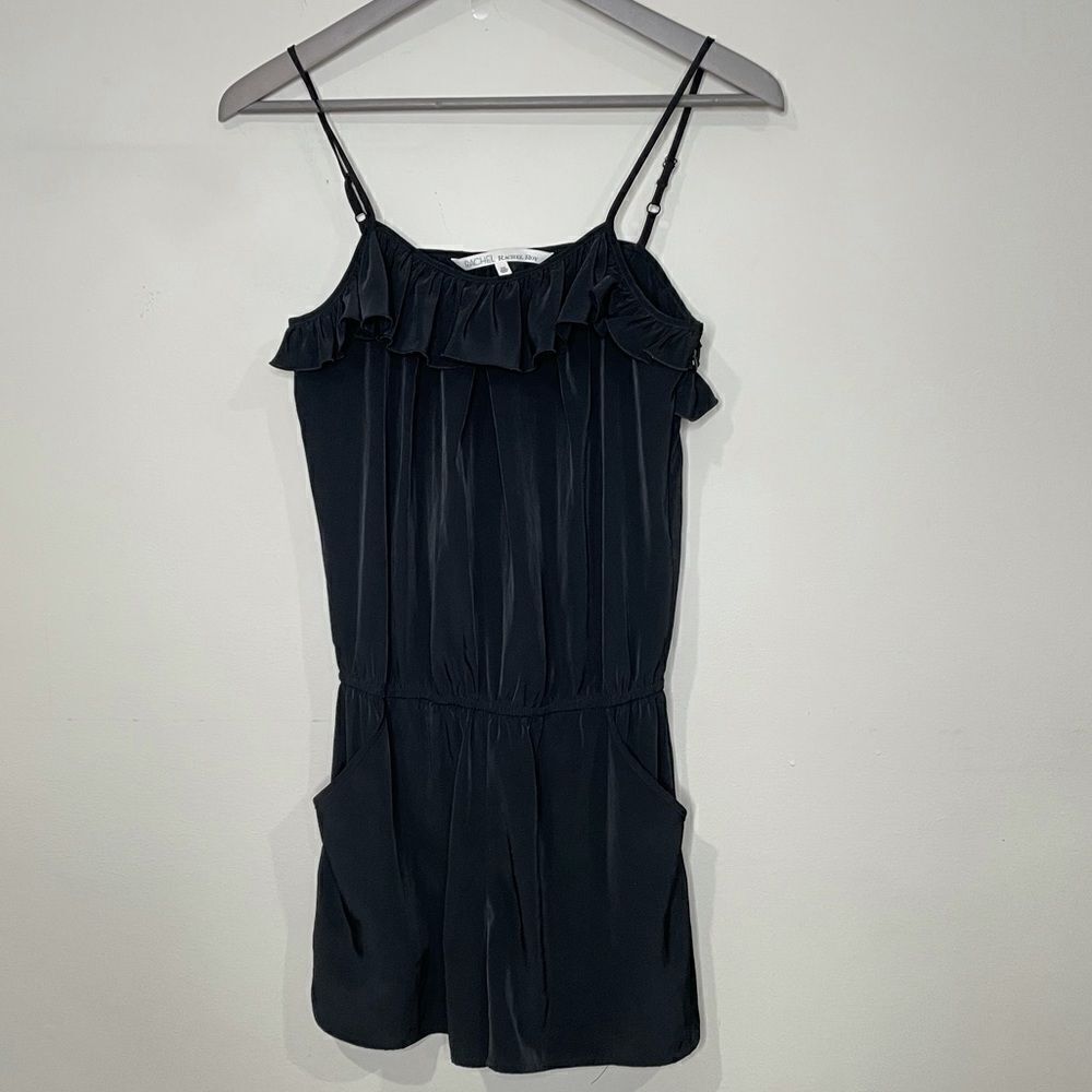 RACHEL ROY Black Short Ruffle Romper w/ Pockets